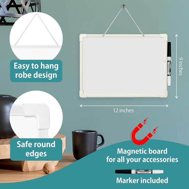 EXTRIC Small White Board 9X12, Small Dry Erase Board Magnetic with Marker, 2 Pack Whiteboard Dry Erase Double Sided MIni Whiteboard, Lapboard Ideal for Homeschool, Office, Classroom White Boards for Kids - Image 2